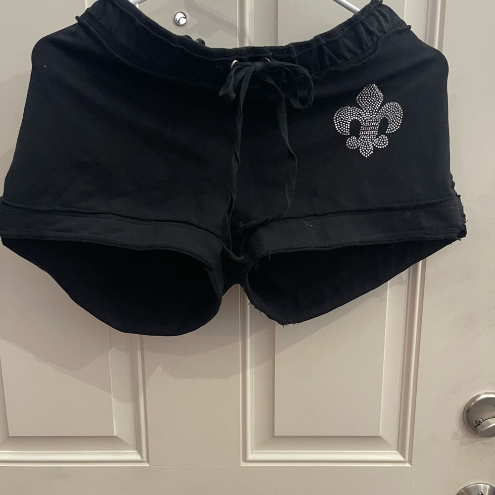 Cute fleur de lis rhinestone embellished shorts
